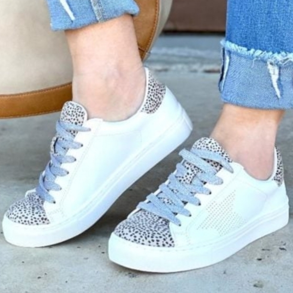 White & Cheetah Print Sneakers with Padded Footbed by Universal Thread size 9.5